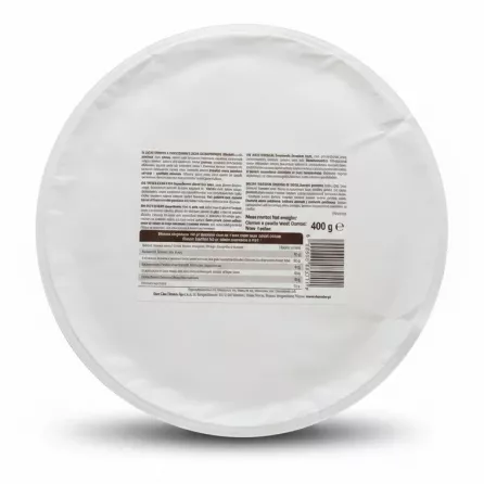 Back label of Dan Cake sponge flan showing ingredients and nutrition