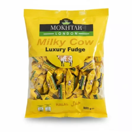 Pack of Mokhtar London Milky Cow Luxury Fudge in yellow packaging