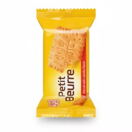Packet of Petit Beurre biscuits vanilla flavour with yellow packaging