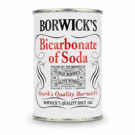 Borwick's Bicarbonate of Soda metal tin front label