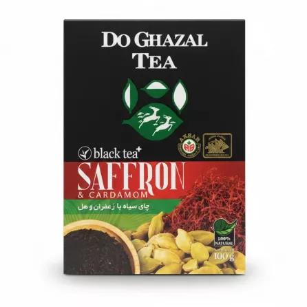 Box of Do Ghazal Saffron & Cardamom Black Tea front view