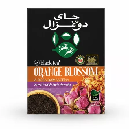 Do Ghazal black tea with orange blossom and rosa damascena in 100g box front view