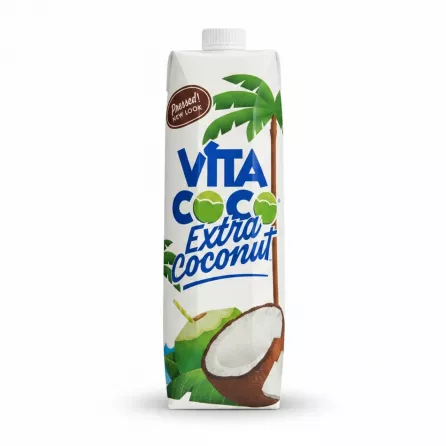 Vita Coco Extra Coconut water 1 litre carton, front view on a white background