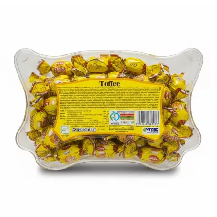 Back of Aidin Butter Toffee box showing ingredient and nutritional information labels