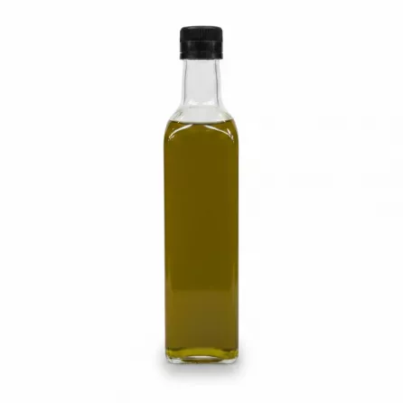 Side view of bottled Jaffa Food olive oil