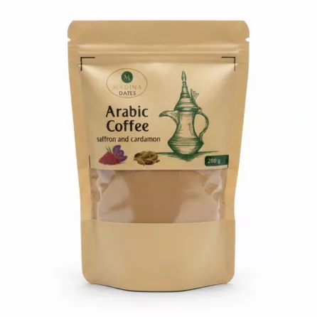 Madina Dates Arabic Coffee saffron and cardamom 200g pack front