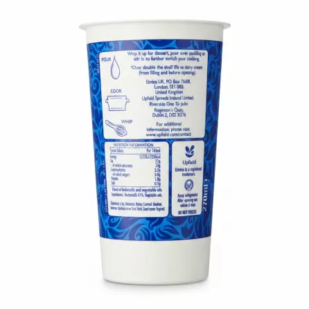 Elmlea Double Cream nutritional information and usage instructions
