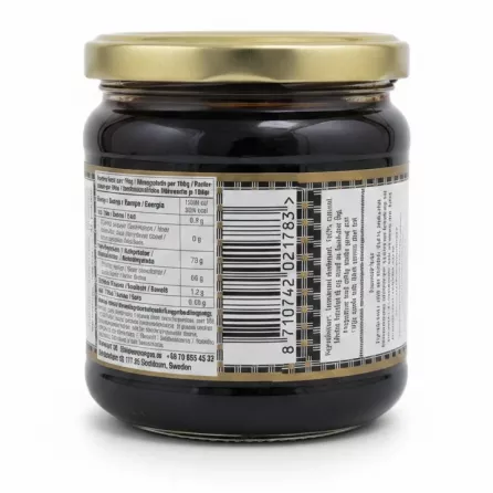 Back view of Basra Date Syrup jar with barcode and nutritional info