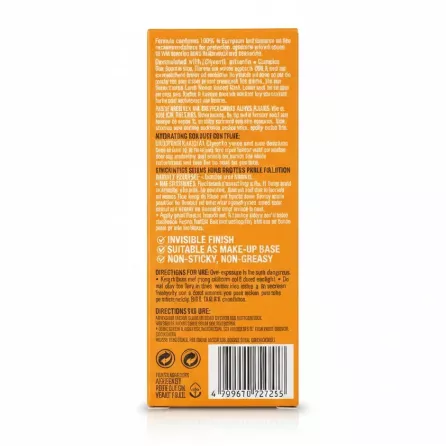 Back view of Garnier Ambre Solaire super UV hydrating fluid box showing product information and vegan certification