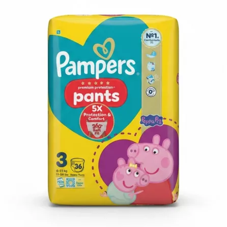 Pampers Premium Protection Pants Size 3 package with Peppa Pig design