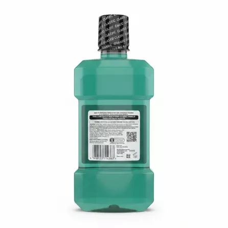 Back label of Listerine Total Care Intense Mint Mouthwash showing ingredients and usage instructions