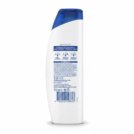 Head & Shoulders 2 in 1 Men Total Care Shampoo bottle back with ingredients and barcode