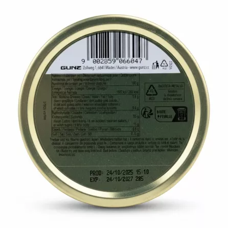 Back of Woogie FineDrops Coffee Bonbons tin showing barcode and nutritional information