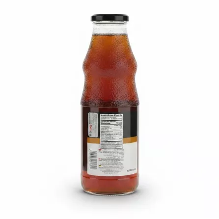 Back view of The Hub Apple Nectar glass bottle showing nutritional facts and barcode