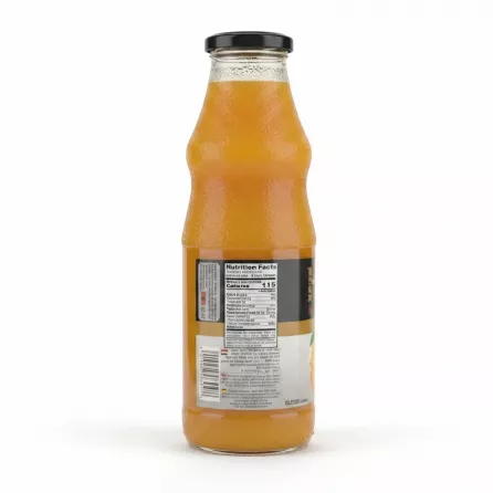 Back view of The Hub Mango Nectar bottle showing nutrition facts label