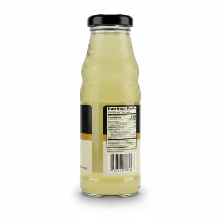 Back of The Hub pineapple nectar bottle displaying nutrition facts and barcode
