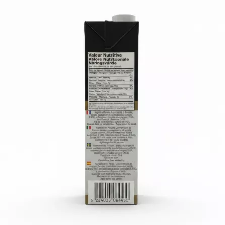 Nutrition facts and ingredients on pineapple nectar carton side