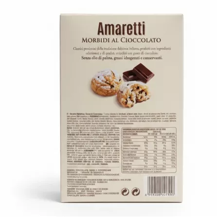 Falcone Amaretti box back with ingredients and nutritional facts in multiple languages