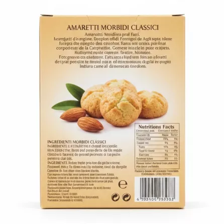Back of Falcone Amaretti box with ingredients and nutritional facts