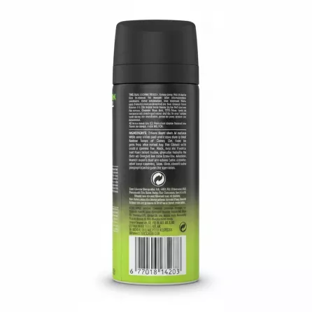 Lynx Epic Fresh Deodorant Bodyspray back view showing ingredients and barcode