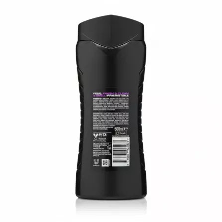 Lynx Excite 3-in-1 Body Wash back label showing ingredients and details