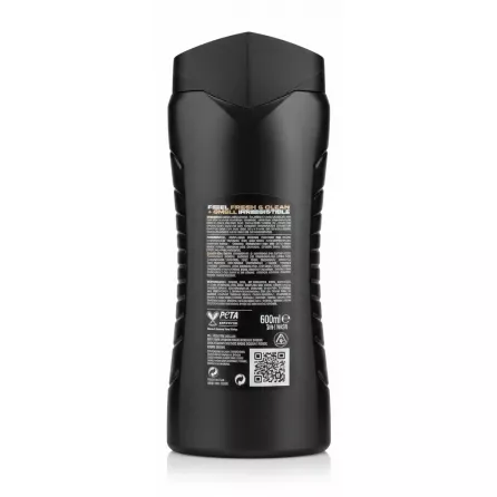 Back label and ingredients of Lynx Gold 3-in-1 wash