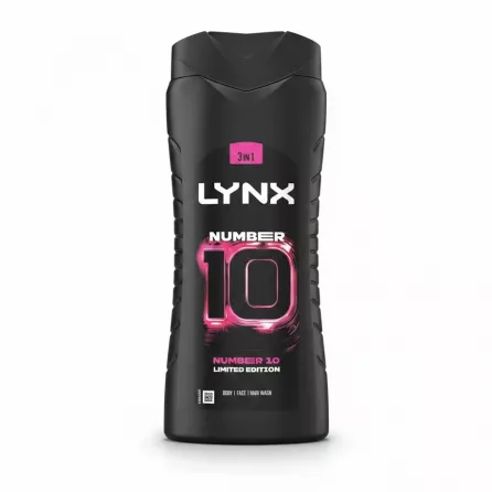 Lynx Number 10 3-in-1 body face and hair wash bottle front