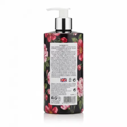 Back of Baylis & Harding Royale Garden hand wash showing ingredients and product details
