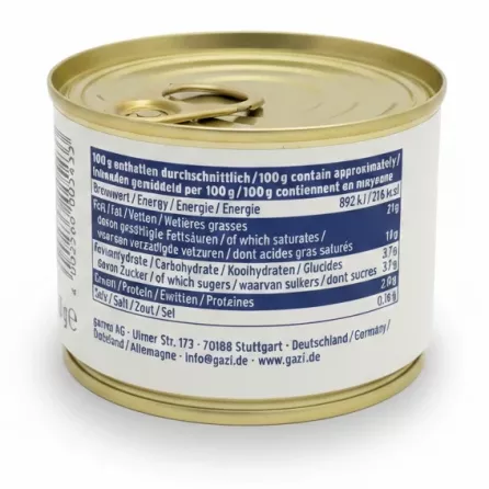Gazi Kaymak canned Turkish cream nutritional facts label