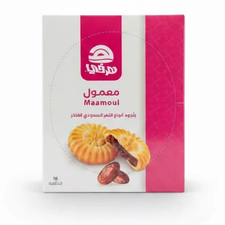 Herfy Maamoul box with Saudi dates filling showing front package with pastry image