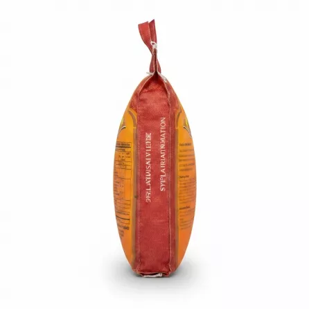 Back of Khyber Sella Basmati Rice bag with nutritional info and cooking instructions