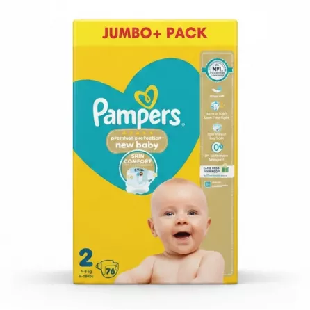 Pampers Premium Protection New Baby Diapers Jumbo Pack front packaging