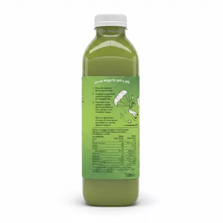 Back label of Innocent Green Energise super smoothie showing ingredients and nutrition