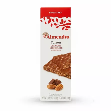 el Almendro Crunchy Chocolate Turrón bar front