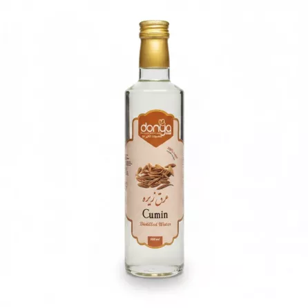 Bottle of Donya Cumin Distilled Water with golden cap