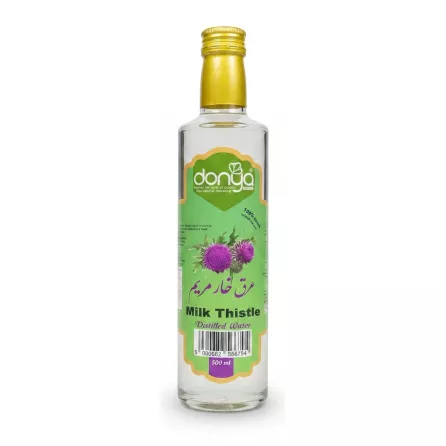 Bottle of Donya Milk Thistle Distilled Water with green label