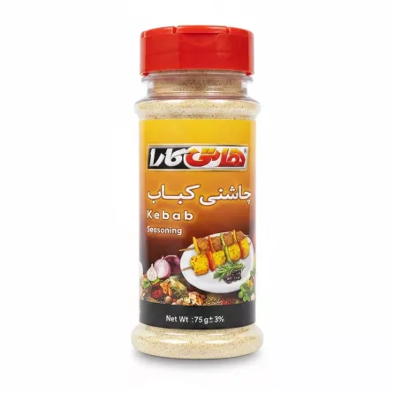HotiKara Kebab Seasoning bottle with yellow label and red cap showing kebab image