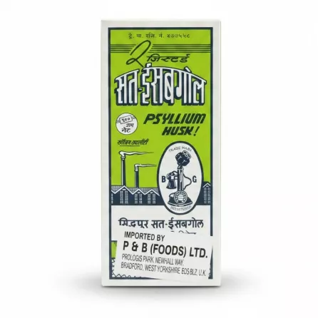 Box of Sat-Isabgol Psyllium Husk front view with green and white design