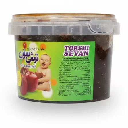 Side view of plastic container showing label with product details