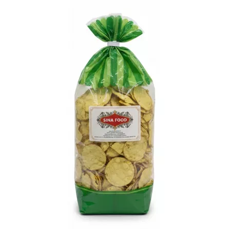 Back view of Hamdaneh Crisp Breads bag with Sina Food distributor label