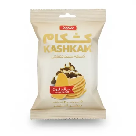 packaged dried curd snack with branding and product image