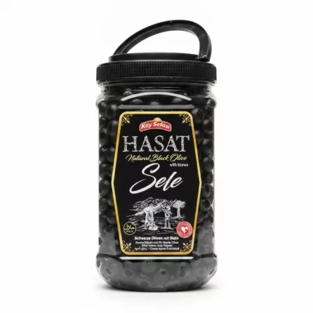 Jar of Köy Sefası Hasat Natural Black Olive Sele with stones