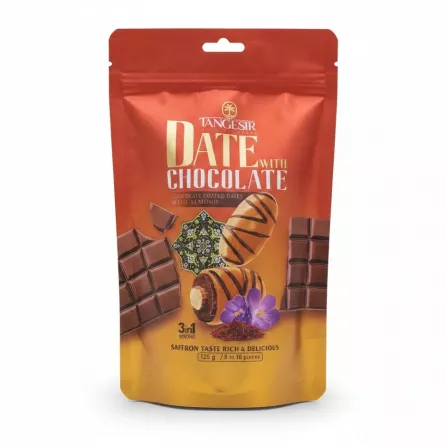 Tangesir Date with Chocolate & Almond resealable pouch front view