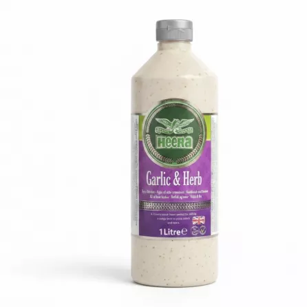 Heera Garlic & Herb creamy sauce bottle front label