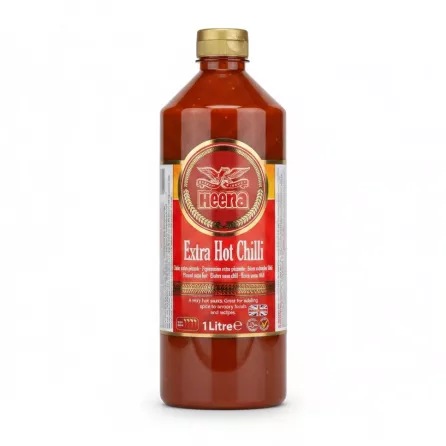 Heera Extra Hot Chilli Sauce 1 Litre bottle front view