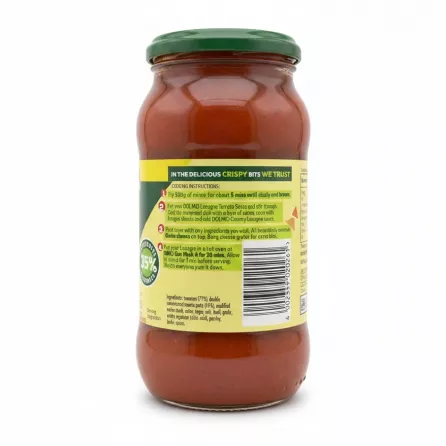 Back of jar showing cooking instructions and ingredients
