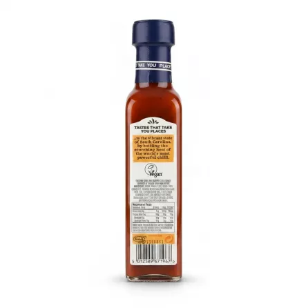 Encona Carolina Reaper hot sauce back label with ingredients and nutrition