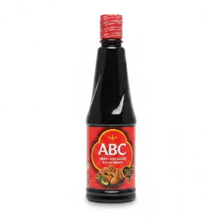 ABC Sweet Soy Sauce Kecap Manis 275ml bottle front view held in hand
