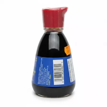 Double Happiness Dark Soy Sauce bottle rear label with barcode and price
