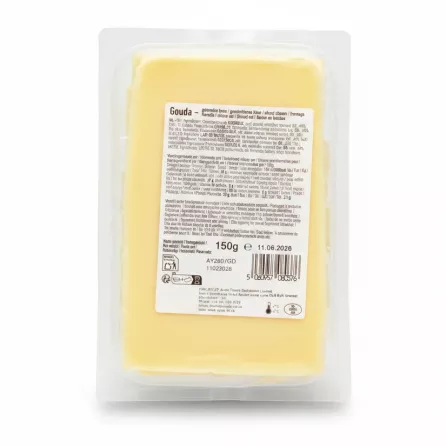 Back of Aytac Gouda Cheese Slices package showing sliced cheese and nutritional details
